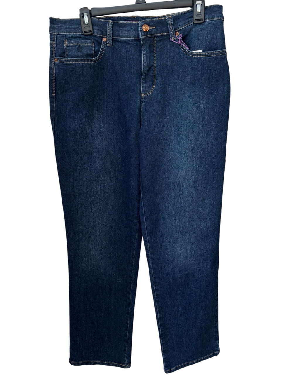 Gloria Vanderbilt Amanda Dark Wash Denim Jeans Women’s 12 Short Slimming NEW